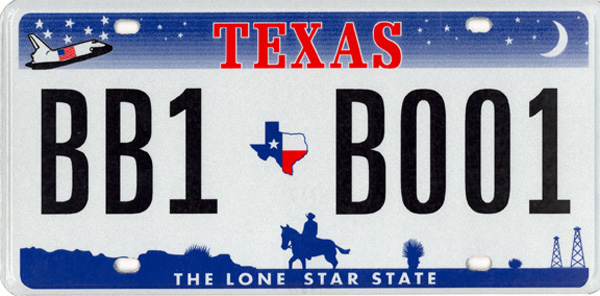 Current Texas license plate