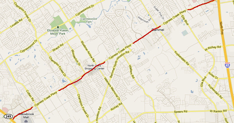 map of cypress creek parkway FM 1960