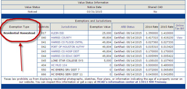 homestead exemption harris county